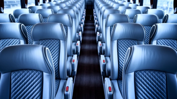 56 passenger charter bus interior view